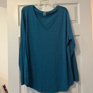 Old Navy Blue Relaxed Ribbed Long Sleeve Tee